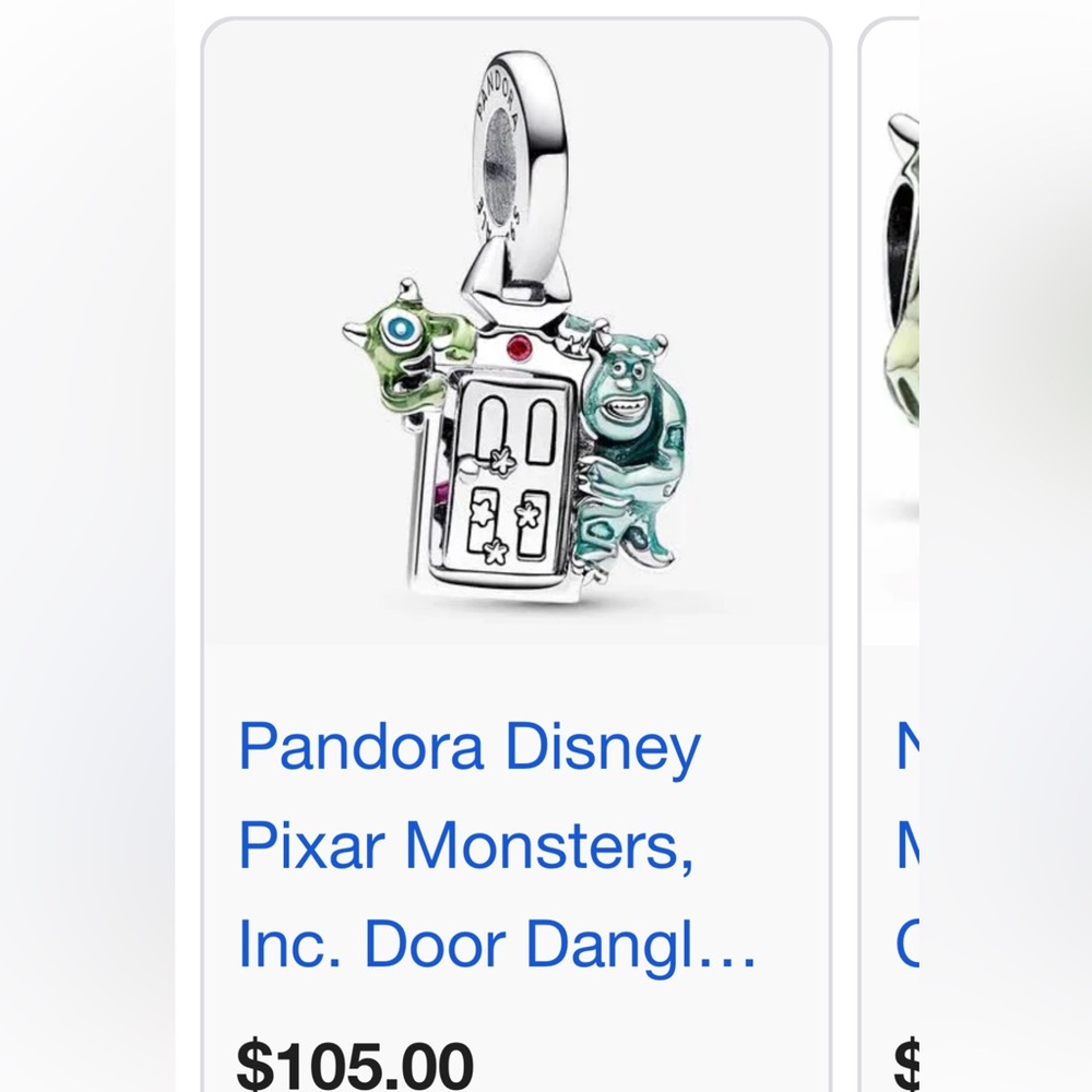 Pandora Monsters Inc. Silver and Blue Charm